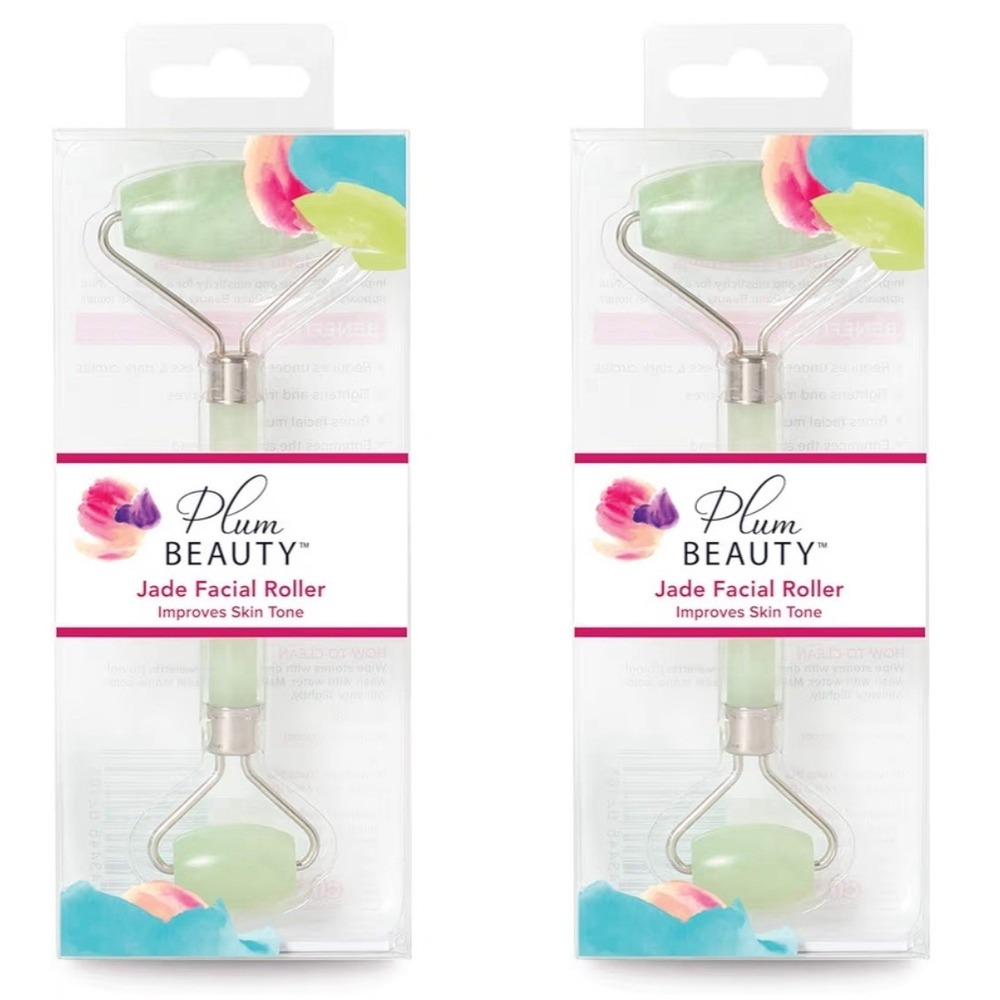Plum Beauty‎ jade roller facial Roller Improves Skin Tone Skincare 2 pack